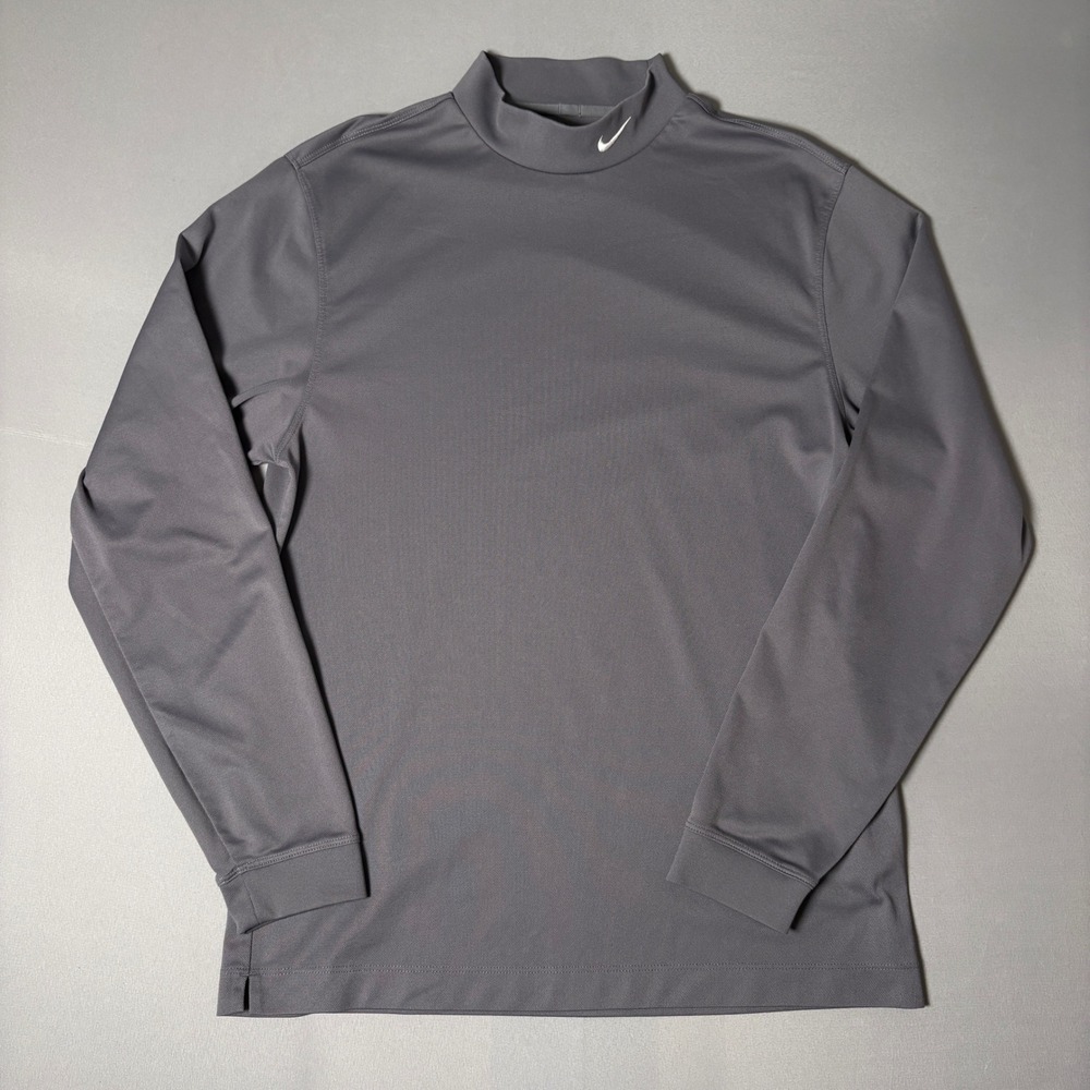 Nike Golf Tour Performance Dri-FIT Mock Neck Long Sleeve Shirt Gray Mens Small